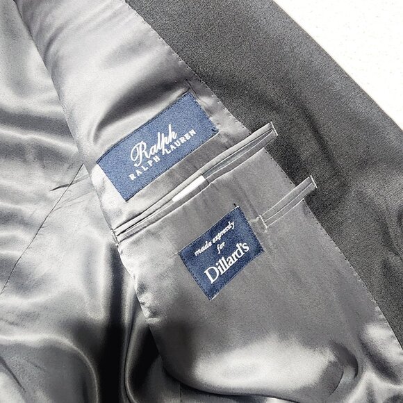 Ralph Lauren Mens 46R Gray Sports Coat Blazer 2-Button 100% Wool - Picture 6 of 10